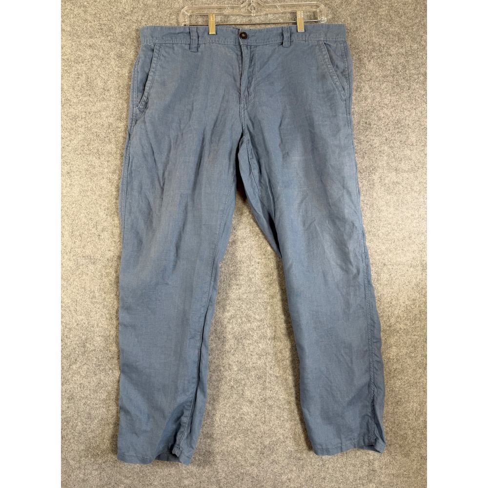 CANDA Linen Trousers Mens 38x30 Blue Excellent Straight Fit Lightweight